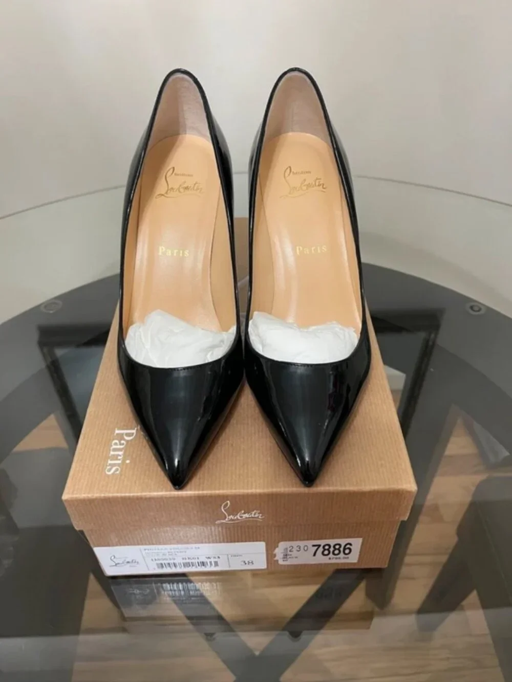 NWT in box Christian Louboutin Pigalle Follies Black Patent Leather Pumps